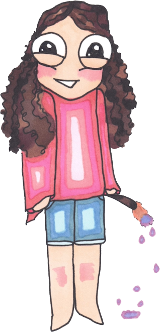 Custom cartoon portrait of a girl with long hair in a pink shirt