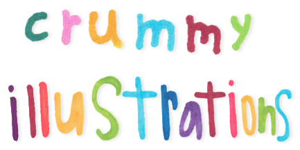 Crummy Illustrations colorful hand-lettered logo text