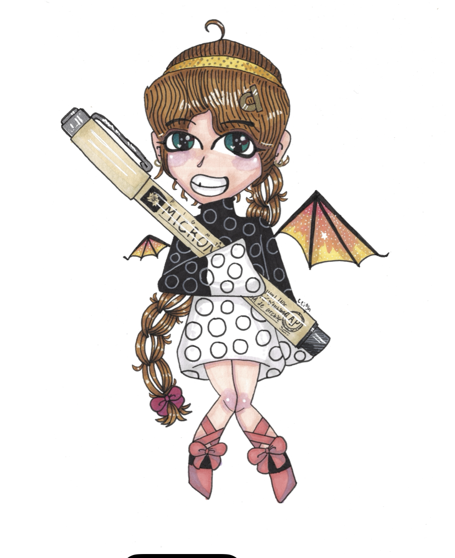Self-portrait of artist Elliana Leigh in her Crummy Illustrations cartoon style